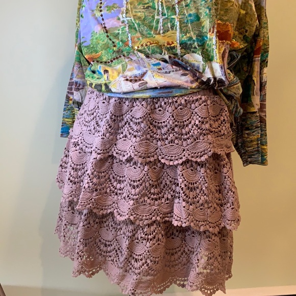Well Made Vanity Cotton Crochet Lace Tiered Skirt Medium Gorgeous - Picture 2 of 7